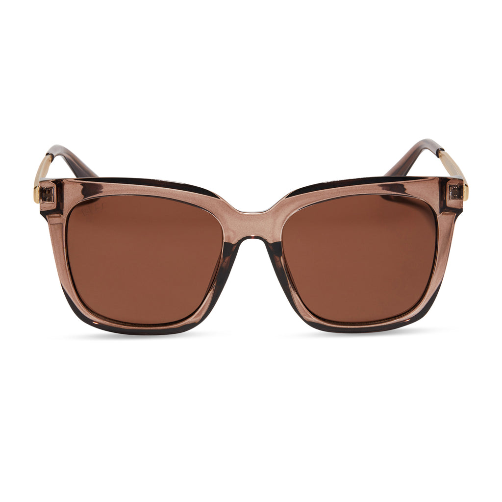 Hailey Square Sunglasses, Vintage Crystal & Brown