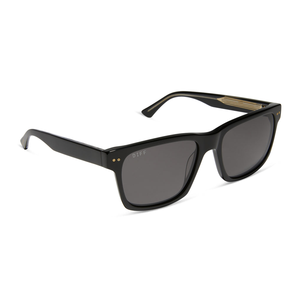 Gino XL Square Sunglasses Black Grey DIFF Eyewear