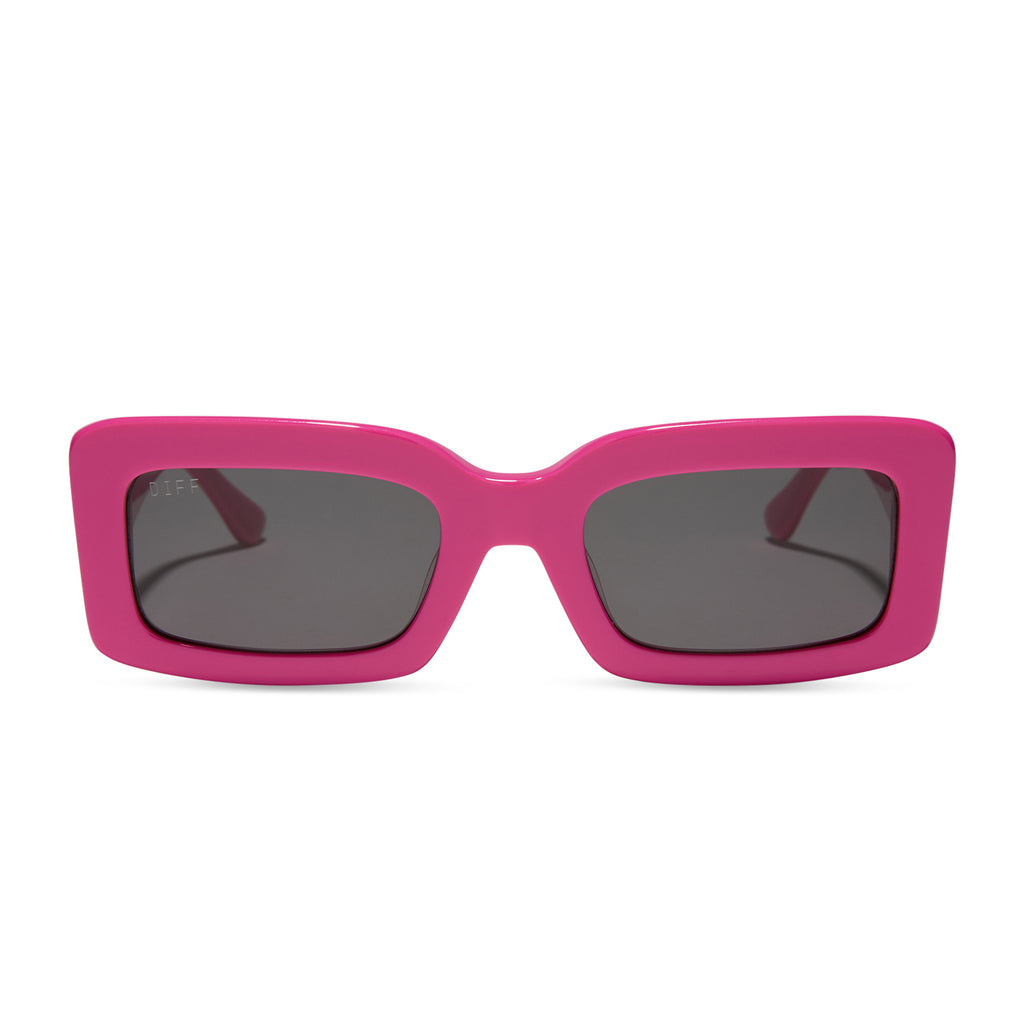 Indy Rectangle Sunglasses | Bright Pink & Grey | DIFF Eyewear