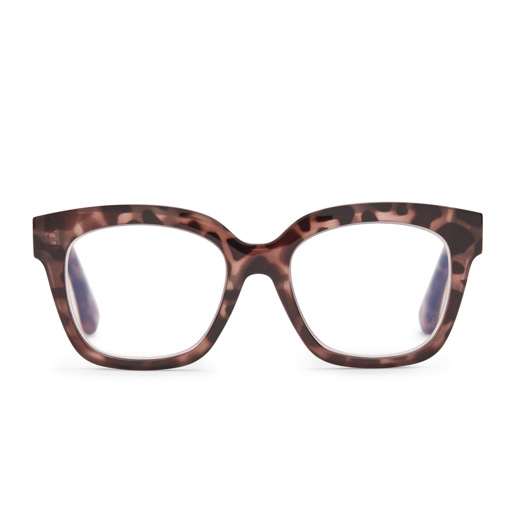Compliments by Diff Eyewear Ava Blue Light Reading Glasses Beige Tortoise +2.0