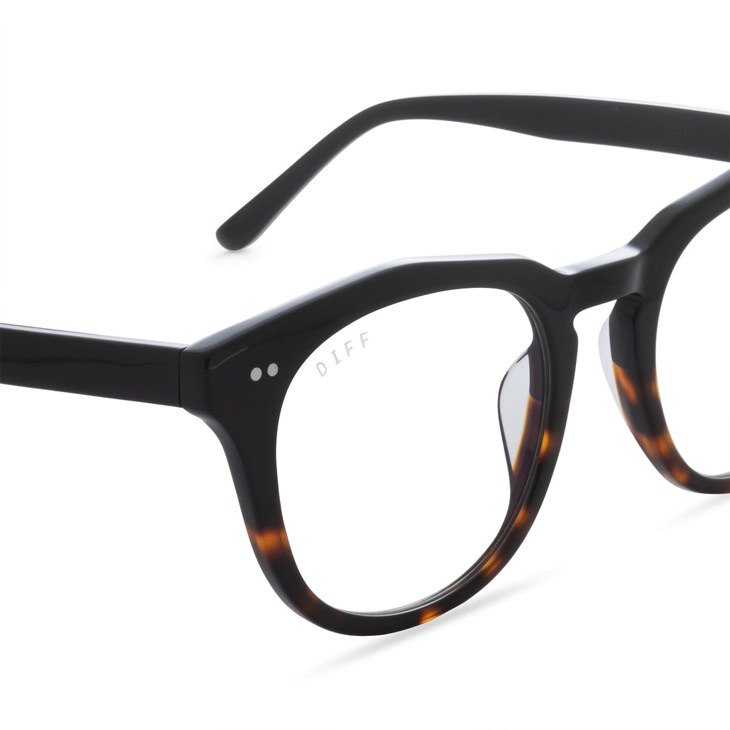 Weston Round Glasses Black And Tortoise And Blue Light Technology Diff Eyewear 2599