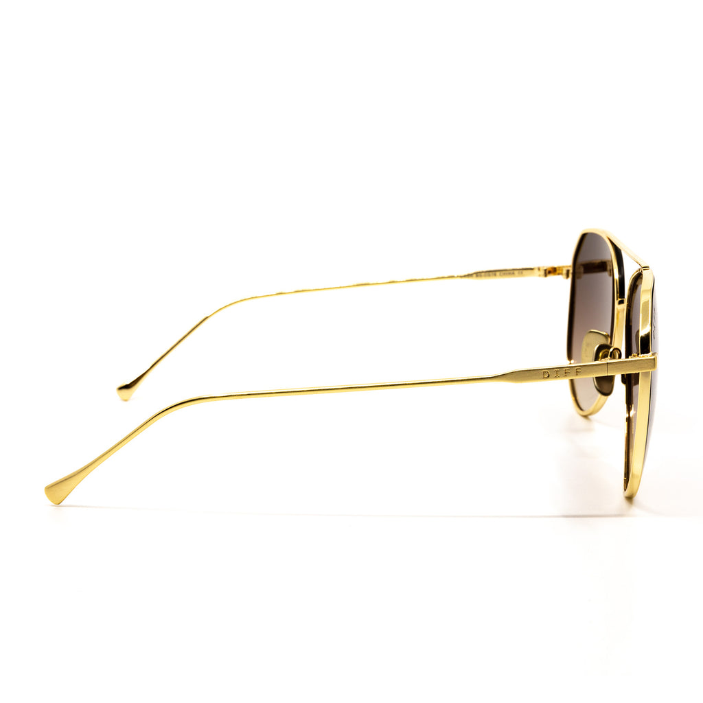 Dash Aviator Sunglasses |Brushed Eyewear Gradient | Coffee & Gold DIFF Lenses