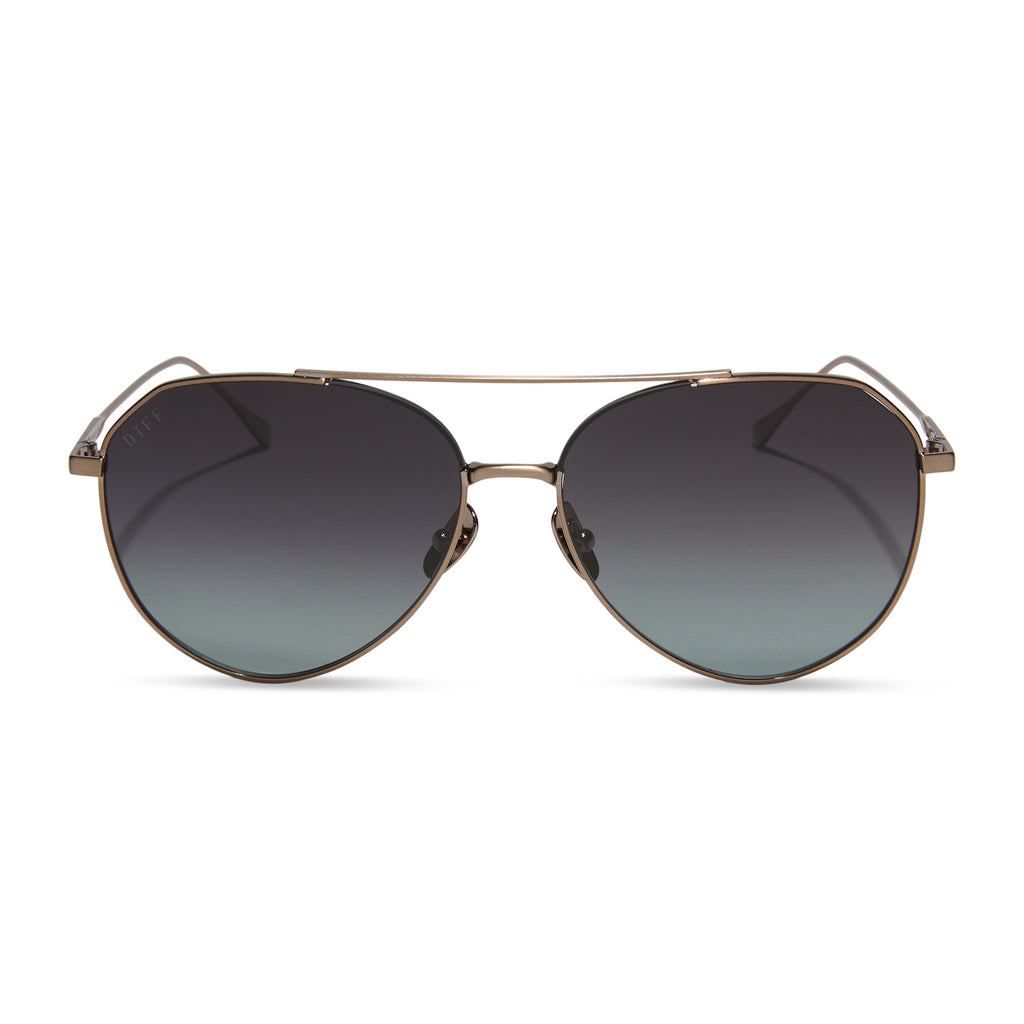 DIFF Blue Sunglasses Aviator Brown & Brushed | Dash Grey Eyewear Polarized |
