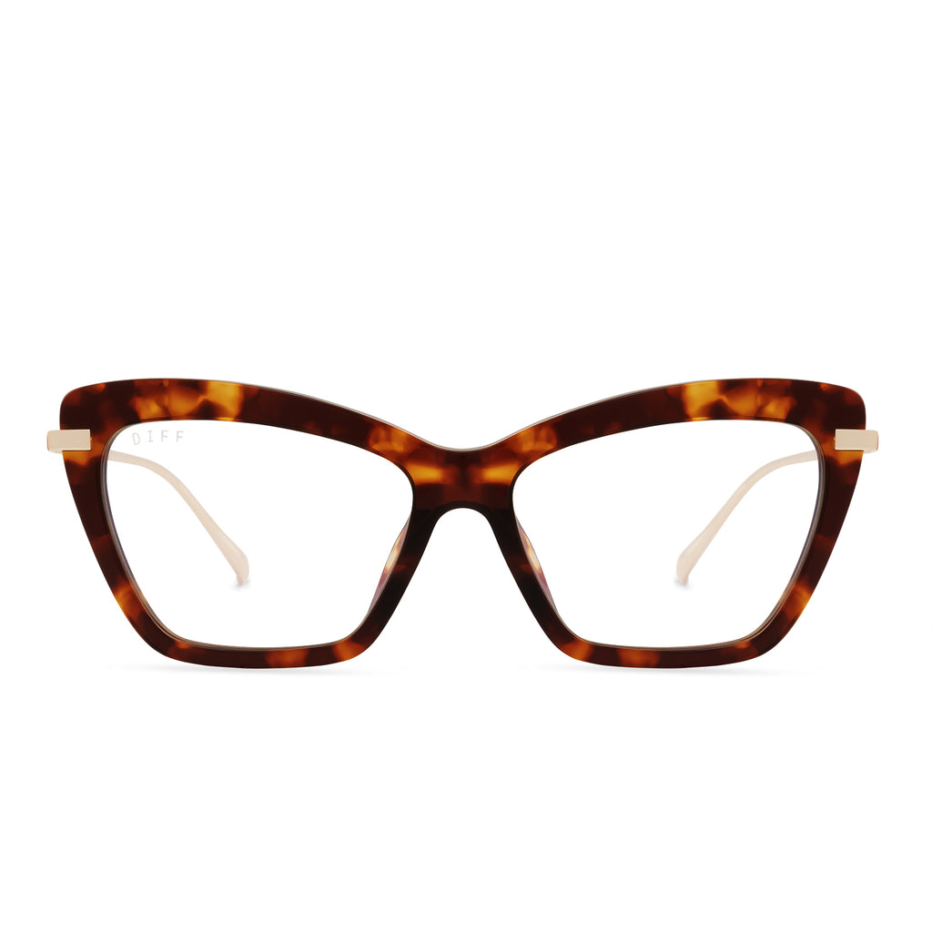 Mila Cat Eye Glasses Amber Tortoise And Blue Light Technology Diff Eyewear 9890