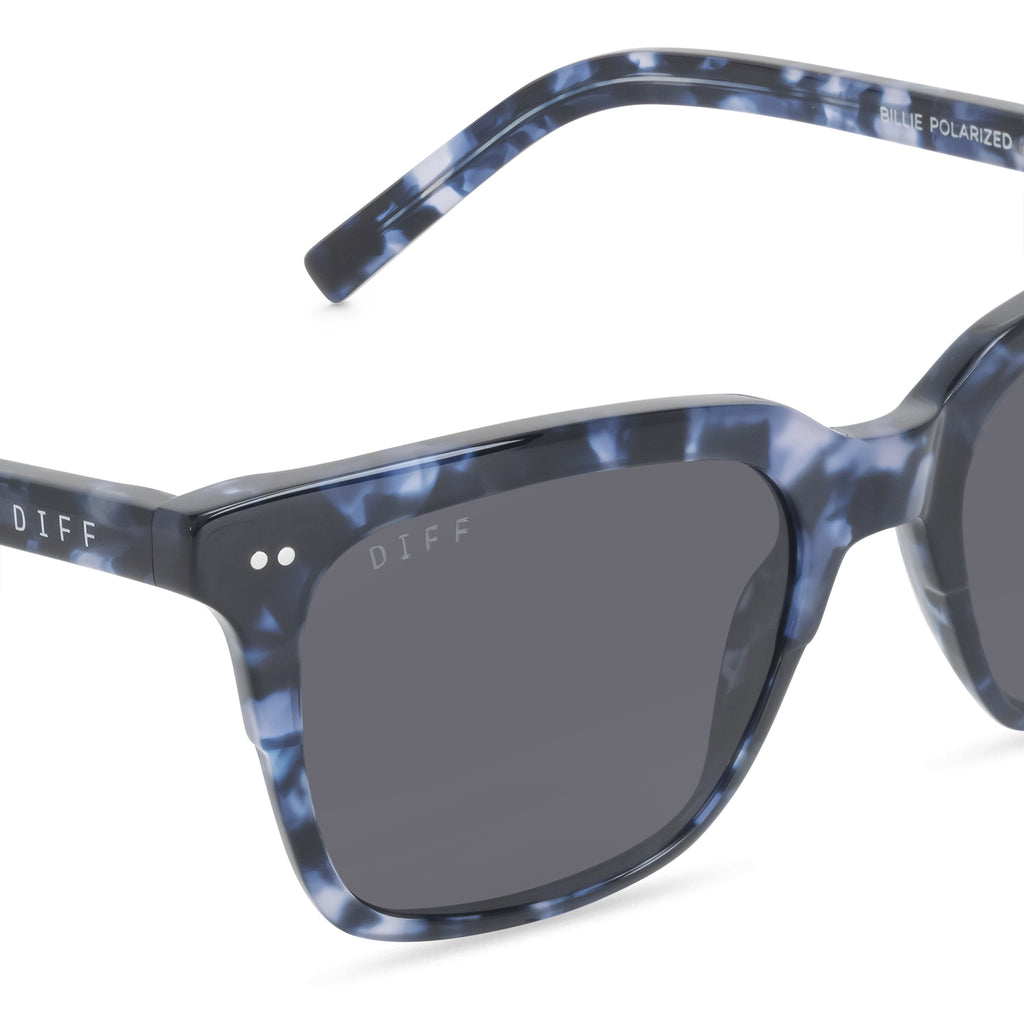 Square Sunglasses - Midnight Marble Frame - Grey Polarized Sunglasses Lens - Jake by Diff Eyewear