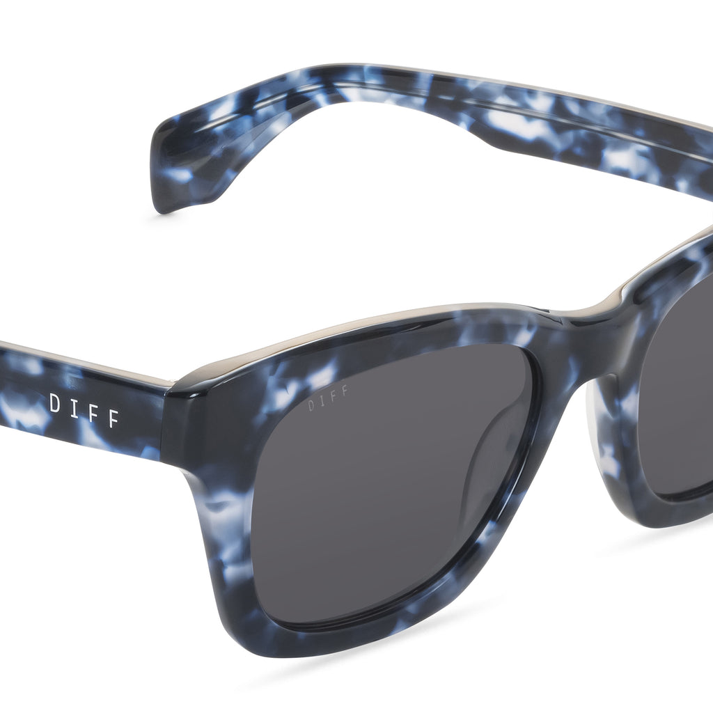Dean Square Sunglasses | | & DIFF Polarized Midnight Lenses Eyewear Marble Grey