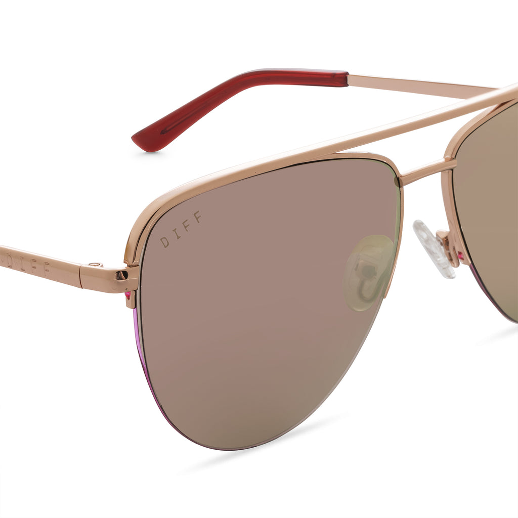 Tate Aviator & Mirror Cherry Gold Rose | DIFF Blossom | Sunglasses Eyewear