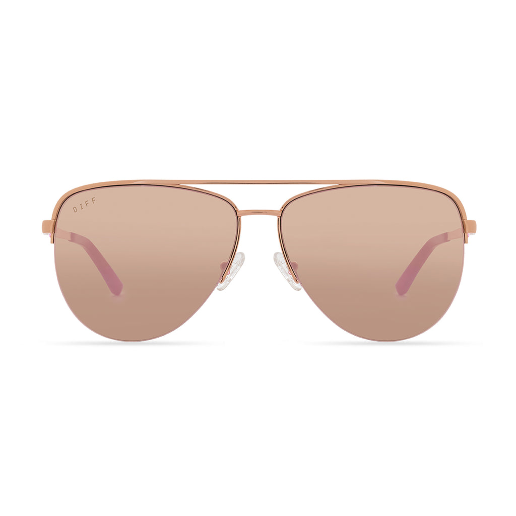 Tate Aviator Sunglasses | & Blossom Rose | Cherry DIFF Mirror Gold Eyewear