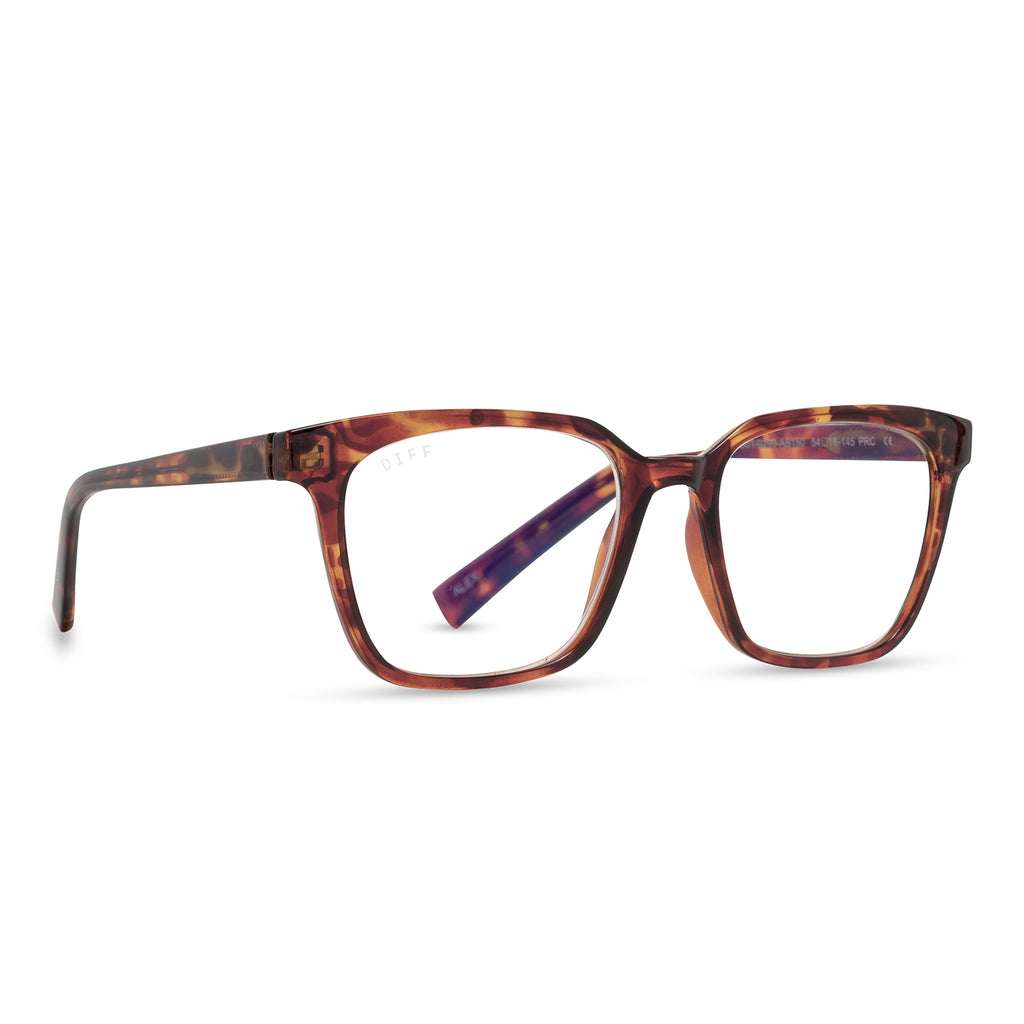 Alex Square Glasses Amber Tortoise And Blue Light Diff Eyewear 5575