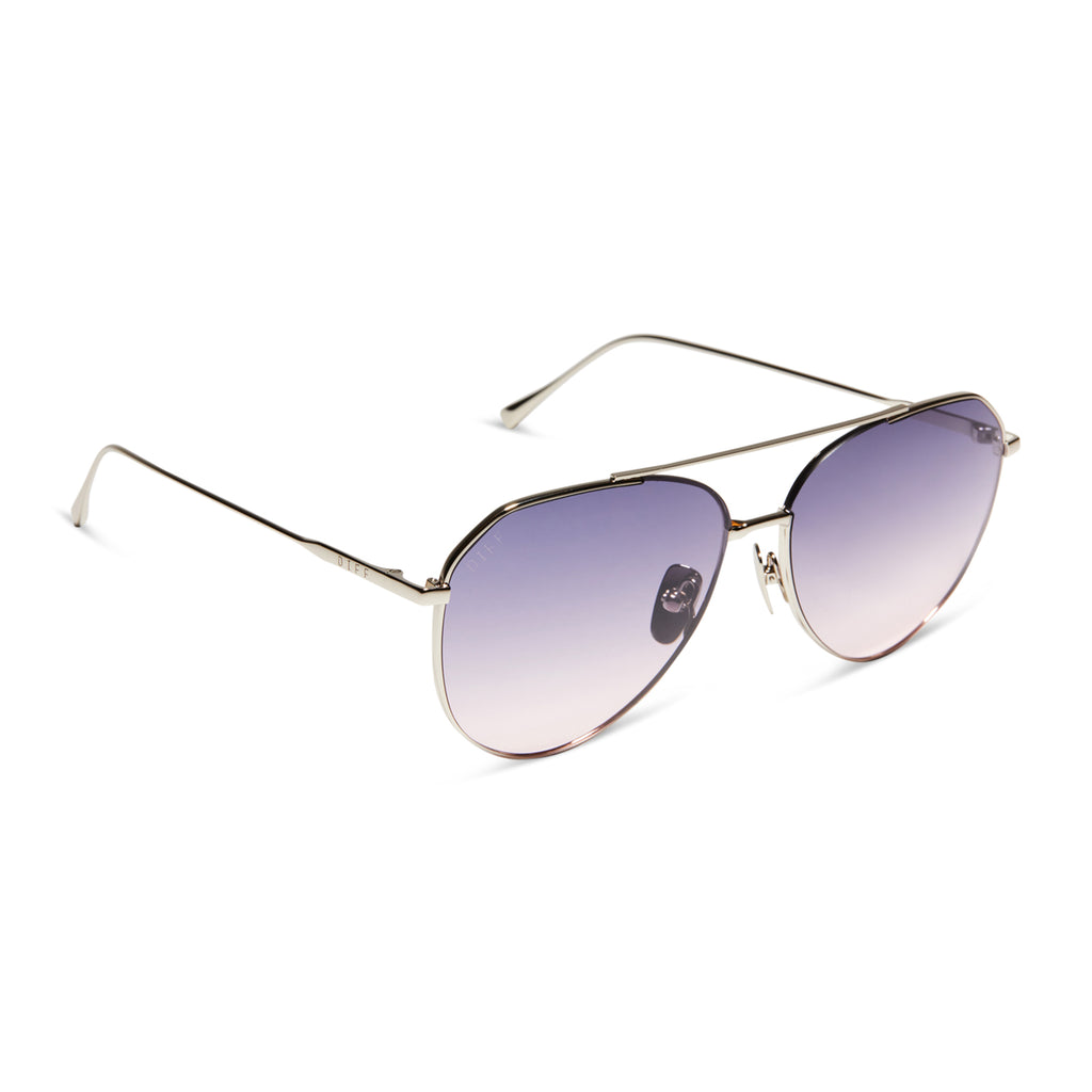 & Dash Gradient | | DIFF Silver Rose Eyewear Sunglasses Lavender Aviator