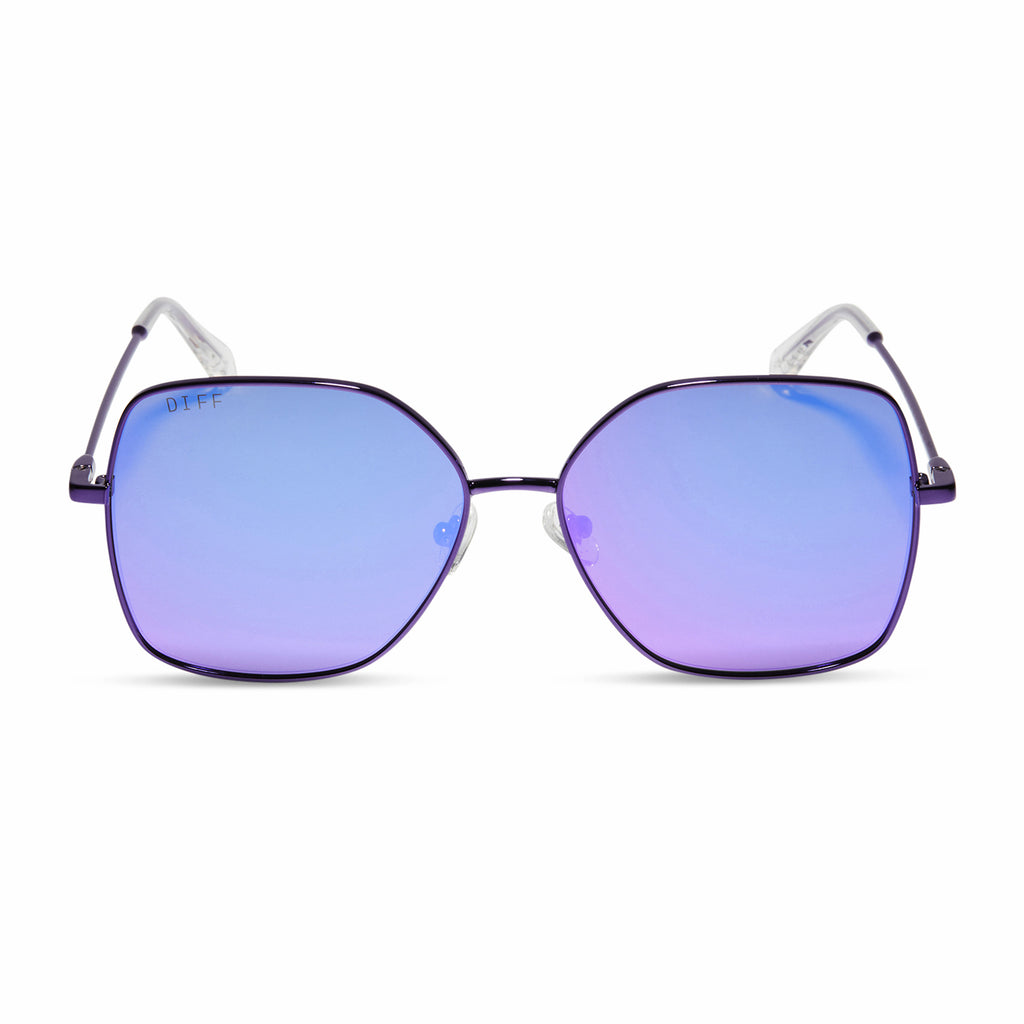 Iris Square Sunglasses Purple Metallic And Purple Mirror Diff Eyewear 