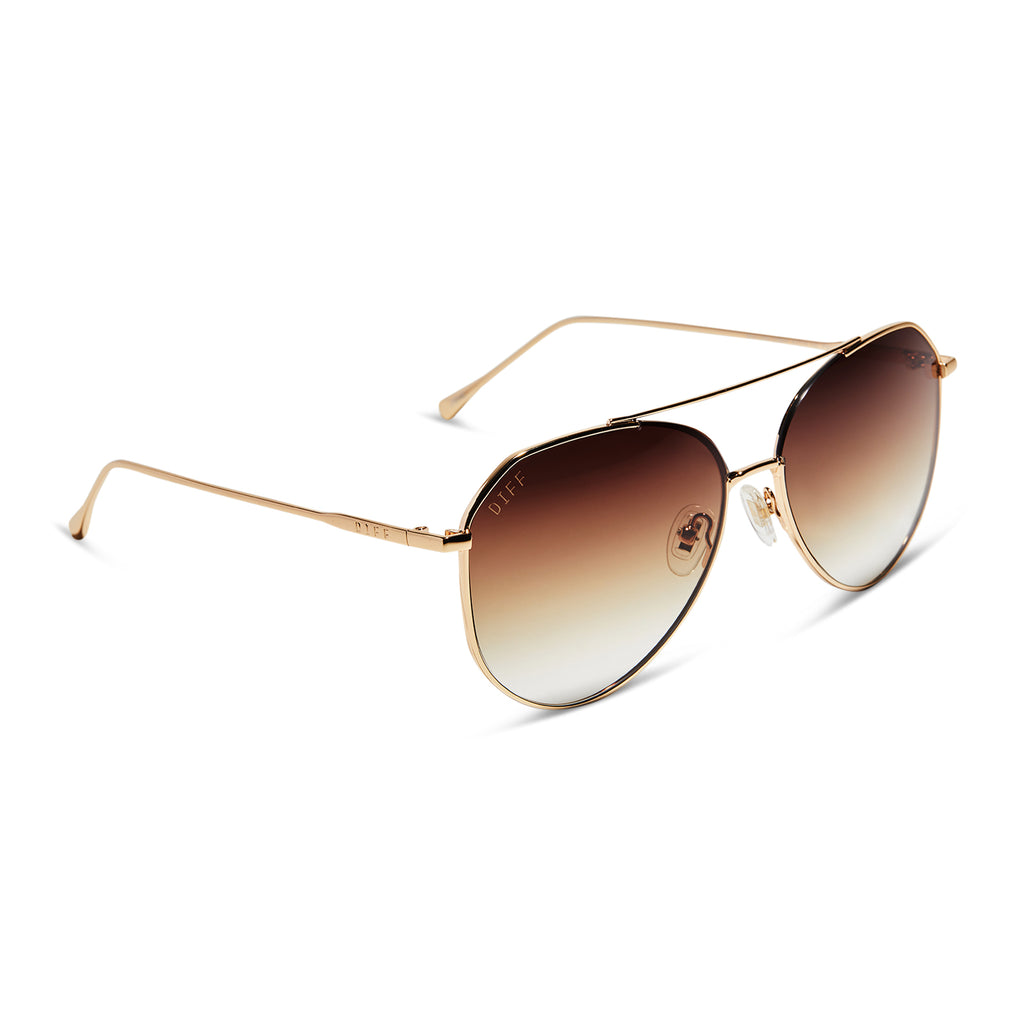 Jane Aviator Sunglasses | & Sharp | Gold Eyewear Brown DIFF Gradient