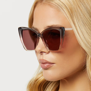 Becky II Cateye Sunglasses, Smoke Rose Crystal Ombre & Mauve Polarized