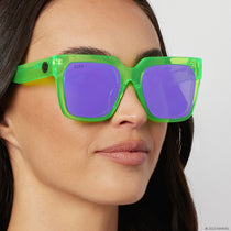 Incredible Hulk Square Sunglasses, Neon Green & Purple Mirror