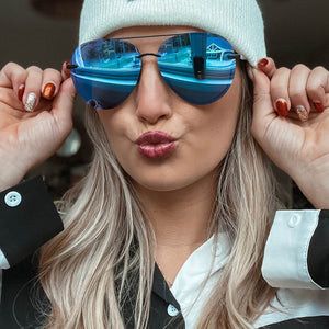 Lenox Aviator Sunglasses | Matte Purple Black Eyewear DIFF & Mirror | Lenses