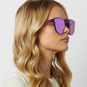 Gemma Round Sunglasses, Posh Purple Crystal & Purple Mirror
