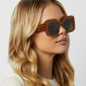 Square Sunglasses - Salted Caramel Brown Frame - Polarized Sunglasses Lens - Giada by Diff Eyewear