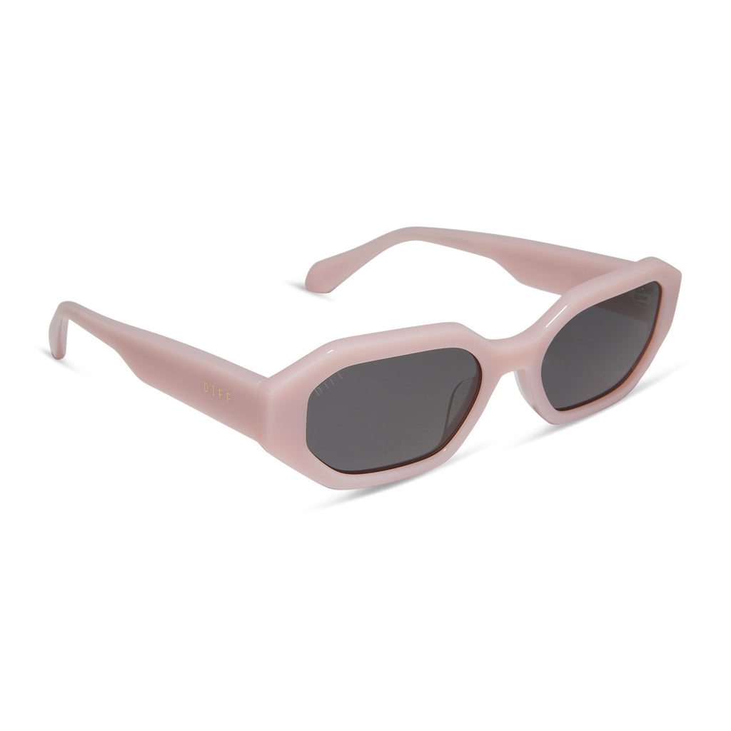 Allegra Rectangle Sunglasses | Pink Velvet & Grey Polarized | DIFF Eyewear