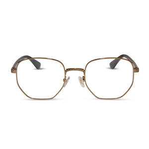 diff eyewear featuring the aster round prescription glasses with a copper metal frame front view