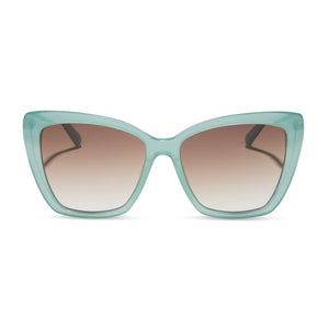 diff eyewear featuring the becky ii cat eye sunglasses with a aquatic awe teal frame and brown gradient lenses front view