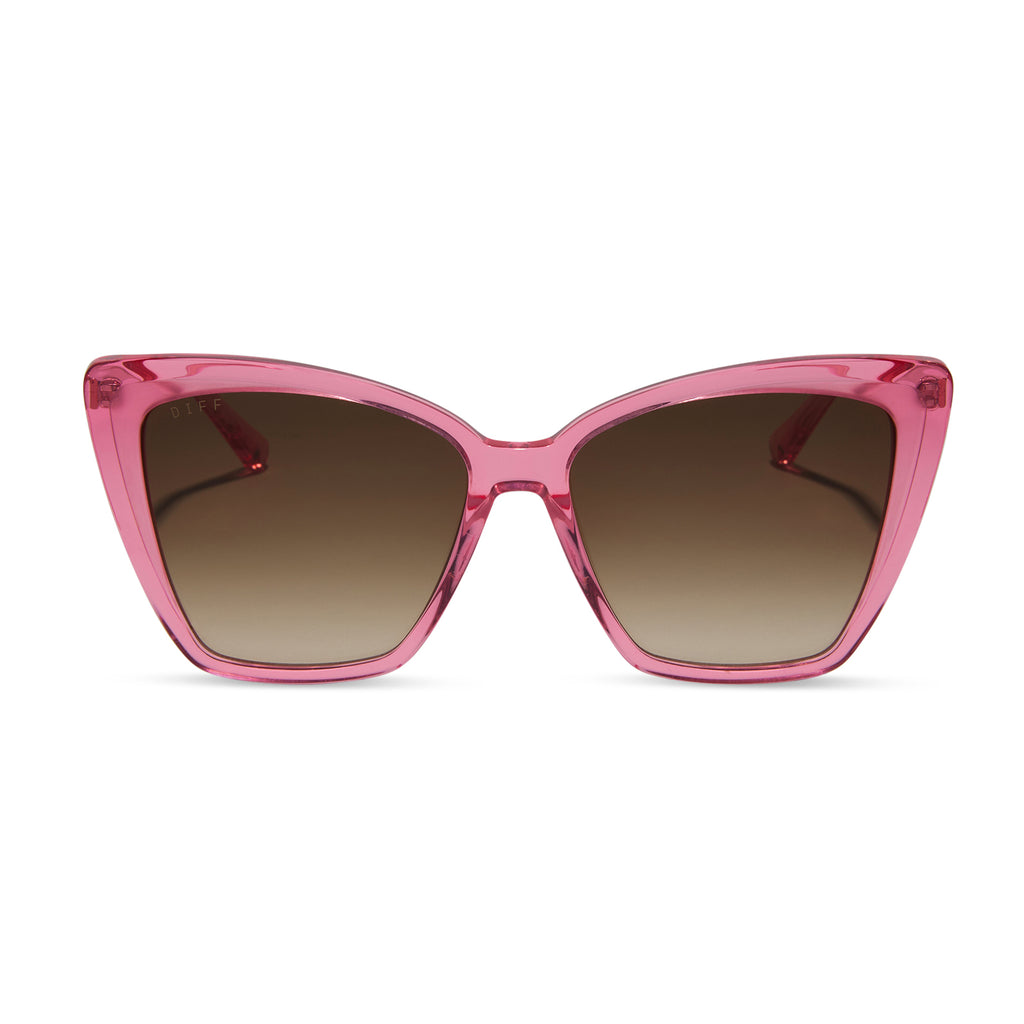 Becky II Cateye Sunglasses | Pink Crystal & Brown Gradient | DIFF Eyewear