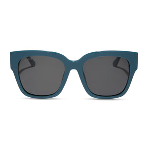 diff eyewear featuring the bella ii square sunglasses with a deep space frame and grey lenses front view