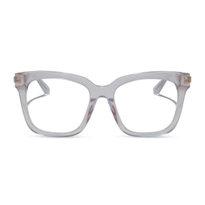 diff eyewear featuring the bella square prescription glasses with a opalescent pink frame front view