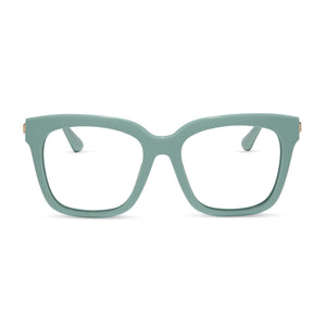 diff eyewear featuring the bella square prescription glasses with a steel teal frame front view