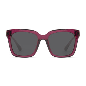 diff eyewear bella square sunglasses with a festive umbria frame and grey lenses front view