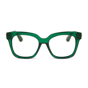 diff eyewear bella xs square prescription glasses with a palm green frame front view