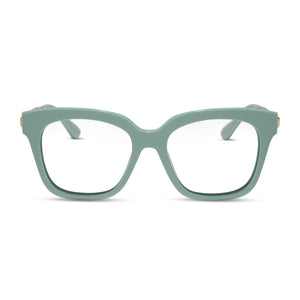 diff eyewear featuring the bella xs square prescription glasses with a steel teal frame front view