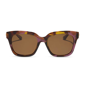 diff eyewear bella xs square sunglasses torino tortoise & brown front view