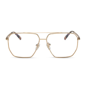 diff eyewear berkely navigator prescription glasses with a brushed gold frame front view