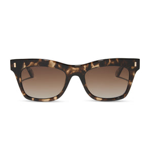 diff eyewear featuring the bradley cat eye sunglasses with a espresso tortoise frame and brown gradient polarized lenses front view