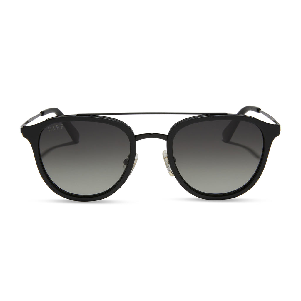 Camden Round Sunglasses | Matte Black & Grey Gradient Polarized | DIFF ...