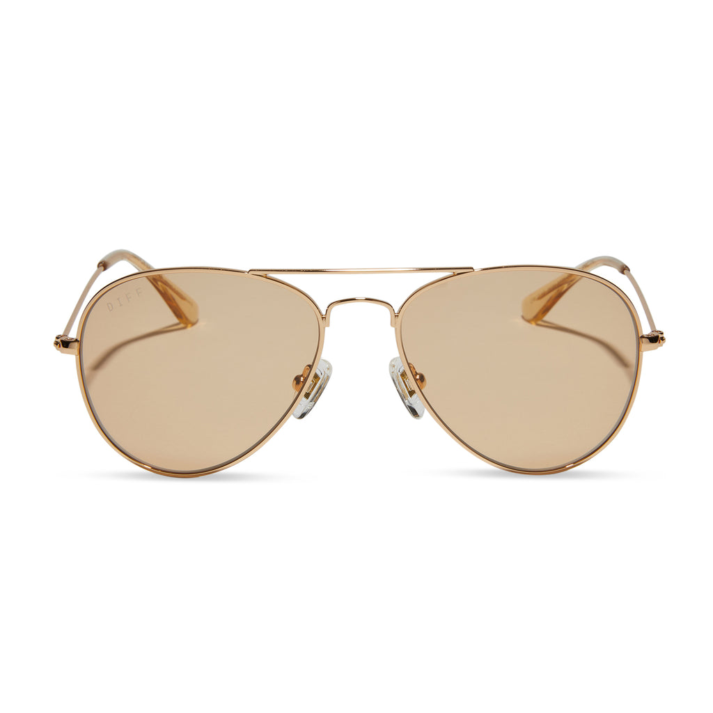 Cruz XS Aviator Sunglasses | Gold & Honey Crystal | DIFF Eyewear