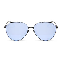 diff eyewear featuring the dash aviator sunglasses with a black frame and lavender mirror lenses front view