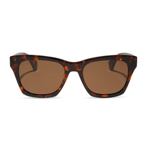 diff eyewear featuring the dean xl square sunglasses with a rich tortoise frame and brown polarized lenses front view