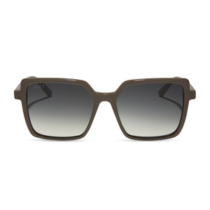 diff eyewear featuring the esme square sunglasses with a london stone frame and grey gradient lenses front view