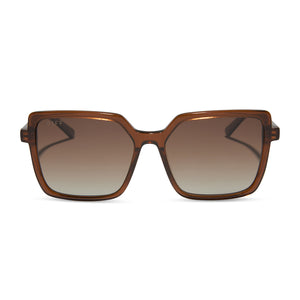 diff eyewear esme square sunglasses whiskey & brown gradient front view