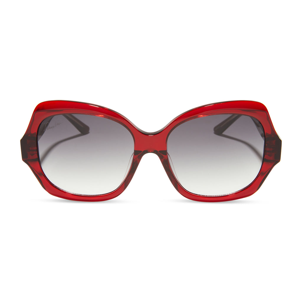 Farrah Round Sunglasses | Ruby Red Crystal & Grey Gradient | DIFF Eyewear