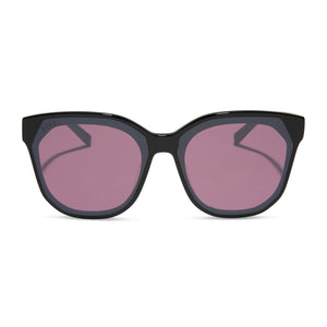 diff eyewear gia square sunglasses black & aubergine with silver flash front view