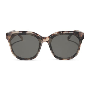 diff eyewear gia square oversized sunglasses with a cream tortoise frame and grey lenses front view