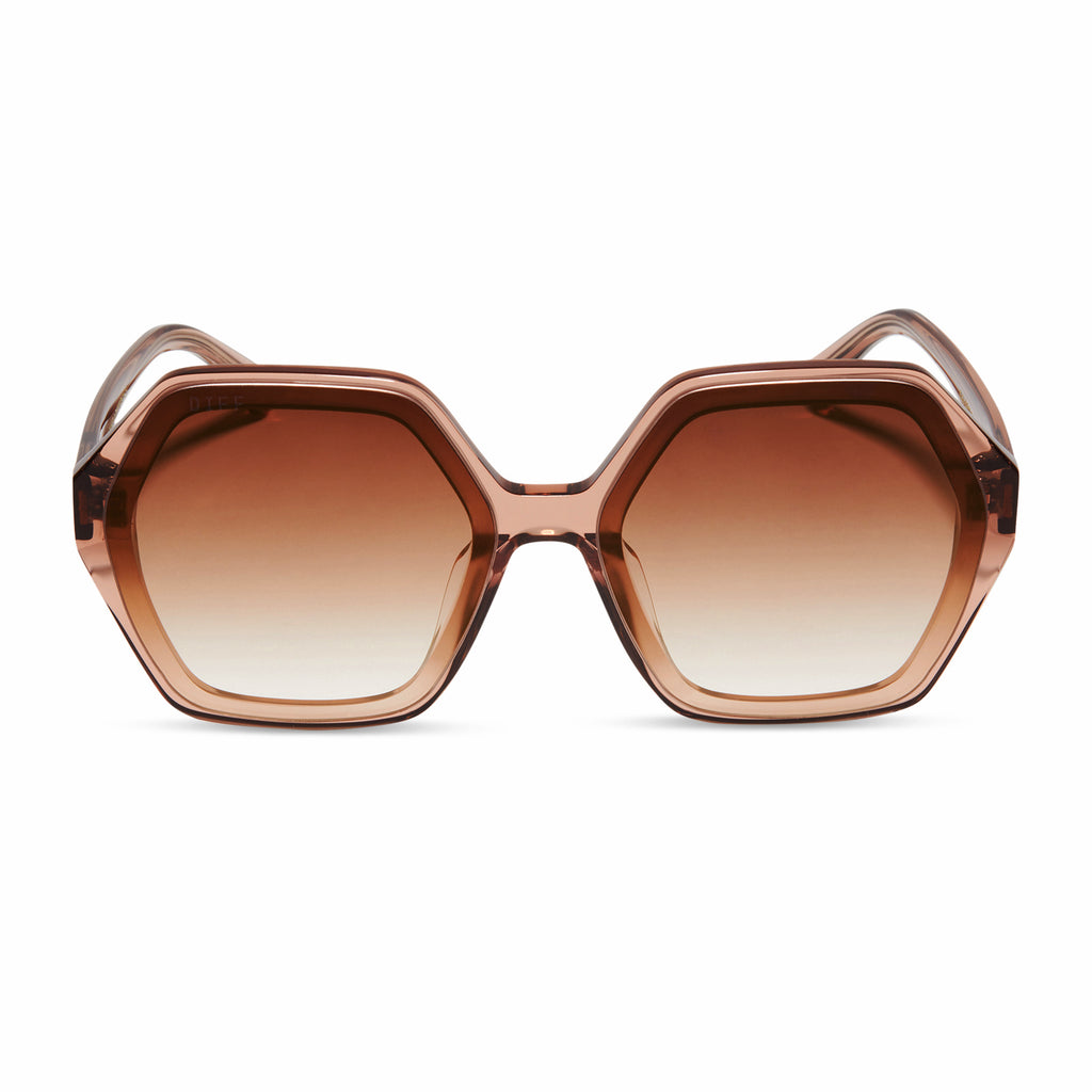 Gigi Square Brown | Gold & Eyewear Sunglasses DIFF Gradient Ole | Flash Café