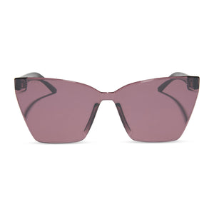 diff eyewear goldie cat eye sunglasses black & aubergine with silver flash front view