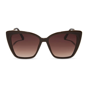 diff eyewear heidi cat eye sunglasses with a mahogany frame and brown gradient lenses front view