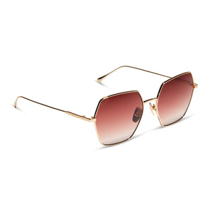 Harlowe Square Sunglasses, Gold & Taupe Flash