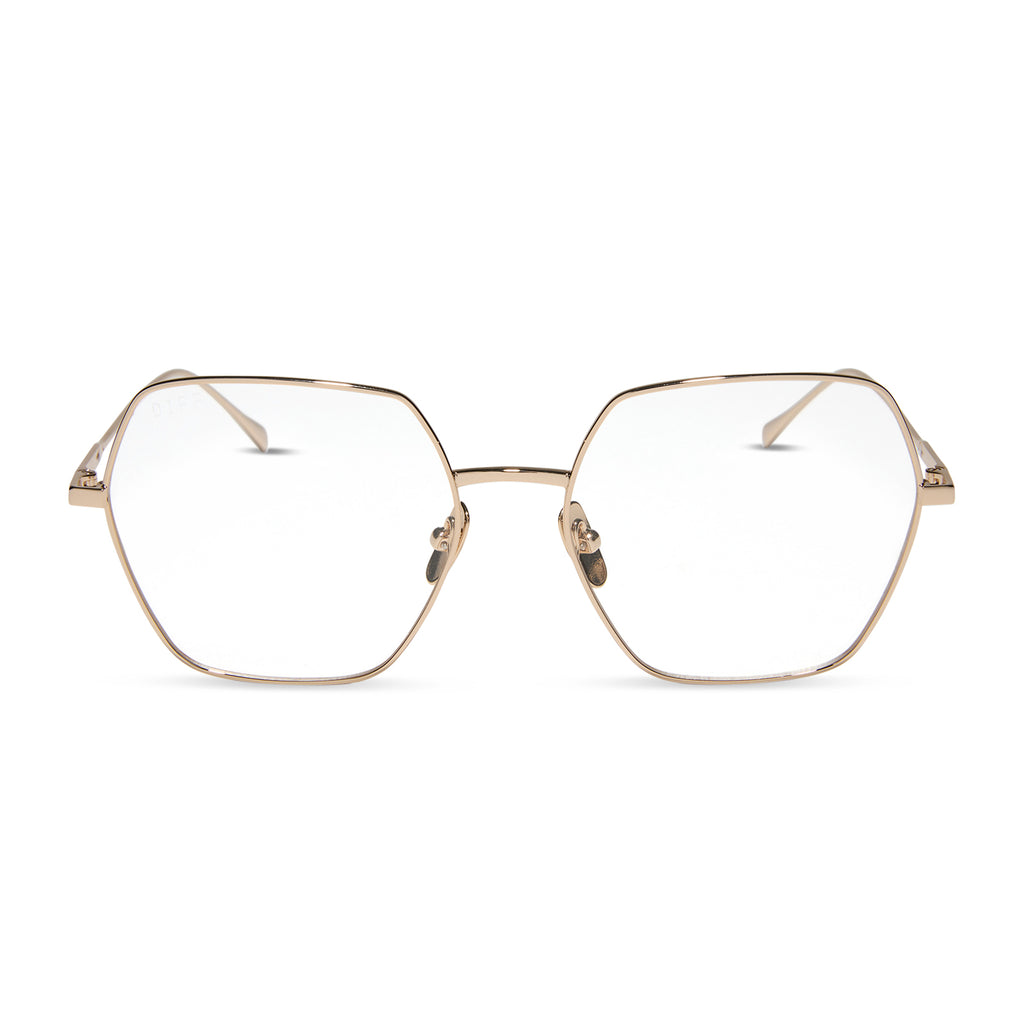 Harlowe Hexagon Glasses | Gold & Clear | DIFF Eyewear