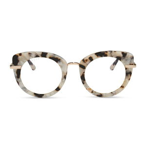 harry potter x diff eyewear hedwig cat eye prescription glasses with a marbled gold frame front view