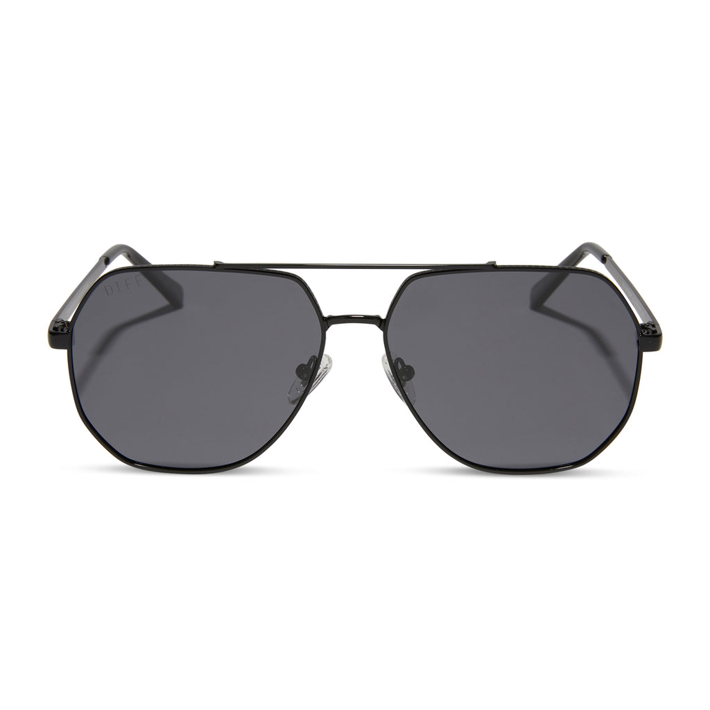 Beverlin x DIFF Hendrix Aviator Sunglasses | Black & Grey Polarized ...